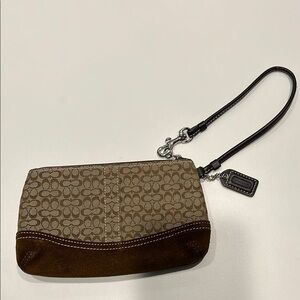 Brown Wristlet with Signature Pattern